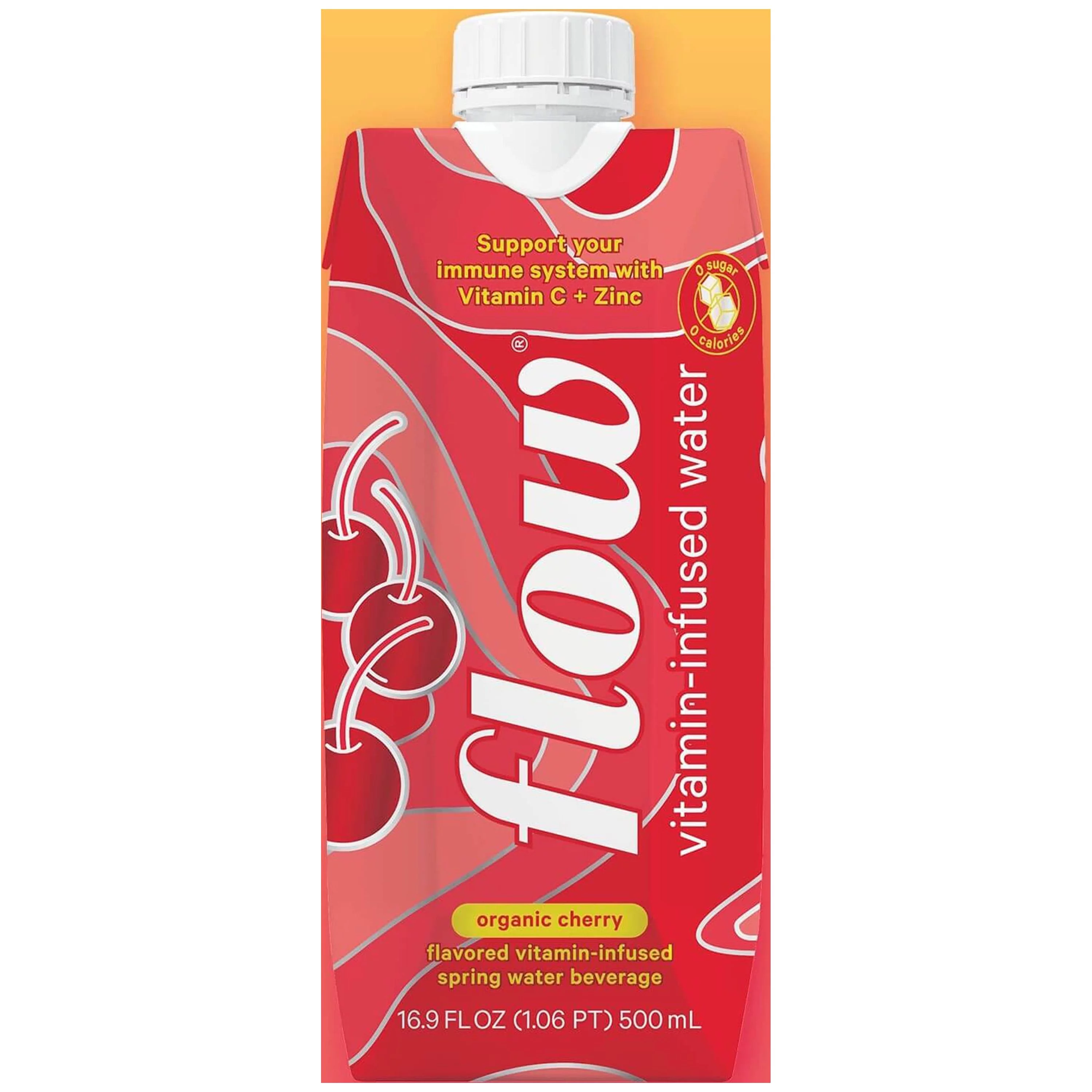 Flow Vitamin Infused Organic Cherry 100% Natural Alkaline Spring Water, 16.9 fl oz, 12 Ct