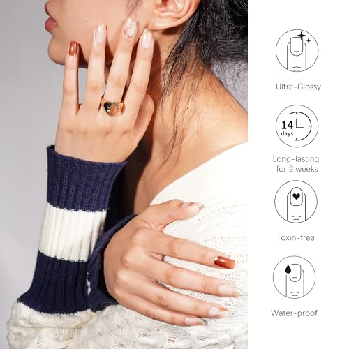 DANNI & TONI Semi Cured Gel Nail Strips Christmas Santa Claus Snowflakes Cat Eye Gel Nail Wraps 28 Stickers | Mistletoe Meow