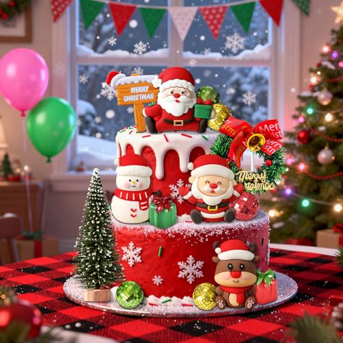 Christmas Cake Topper Merry Christmas Cake Decorations Snowman Cake Decoration