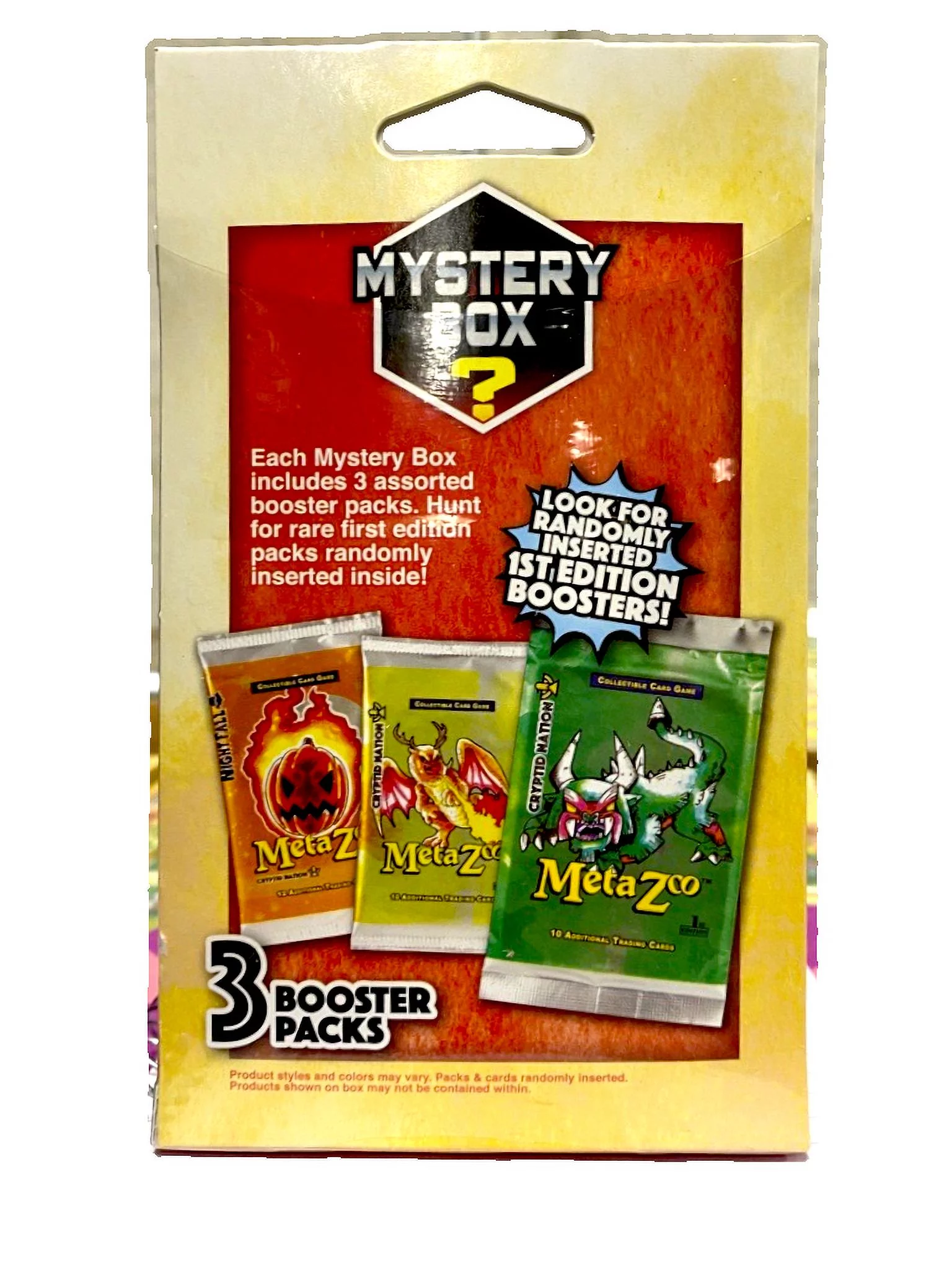 MetaZoo Mystery Trading Card Hanger Box with 3 Assorted Boosters Packs Inside
