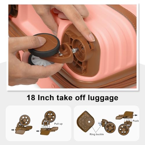 Joyway Carry On Luggage 20 Inch Expandable Suitcase with Spinner Wheel, 4 Piece Hard Shell Luggage Set with TSA Lock(White brown)