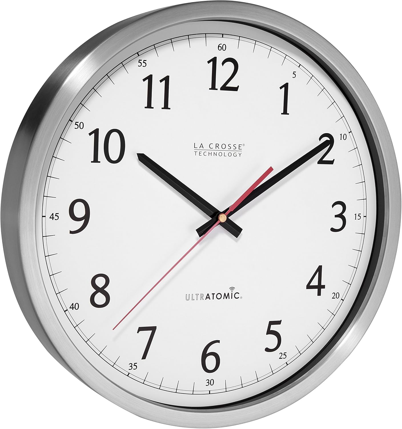 La Crosse Technology 404-1235UA-SS 14 Inch UltrAtomic Analog Stainless Steel Wall Clock