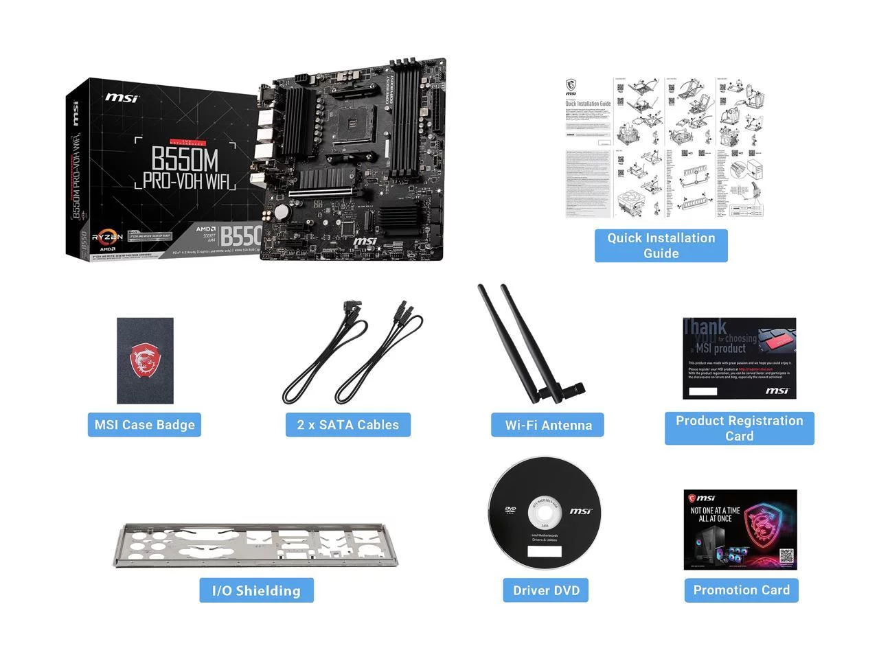 MSI PRO B550M PRO-VDH WIFI AM4 AMD B550 SATA 6Gb/s USB 3.0 Micro ATX AMD Motherboard