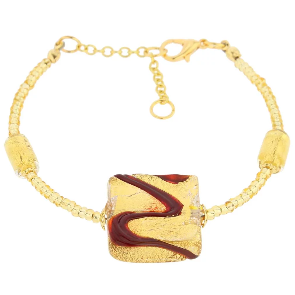 GlassOfVenice Murano Glass Royal Red Square Bracelet