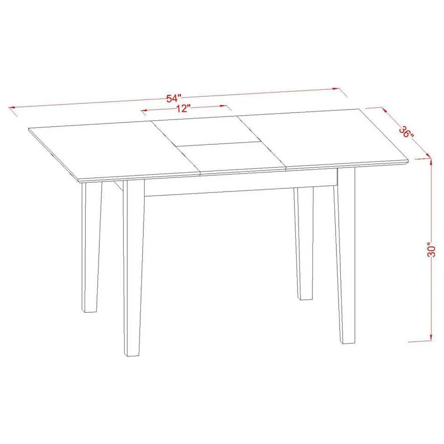 East West Furniture 3 Piece Dining Set Consists of a Rectangle Kitchen Table with Butterfly Leaf