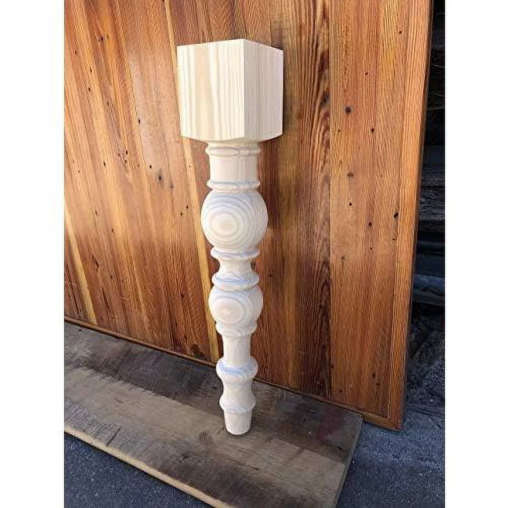Modern Farmhouse Dining Table Legs - Unfinished - Turned Legs - DIY Furniture - Set Of 4 With Dimensions: 5
