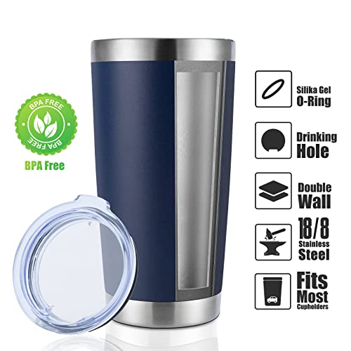 DOMICARE 20oz Stainless Steel Tumbler Bulk with Lid, Double Wall Vacuum Insulated Travel Mug, Powder Coated Coffee Cup, Powder Black, 8 Pack