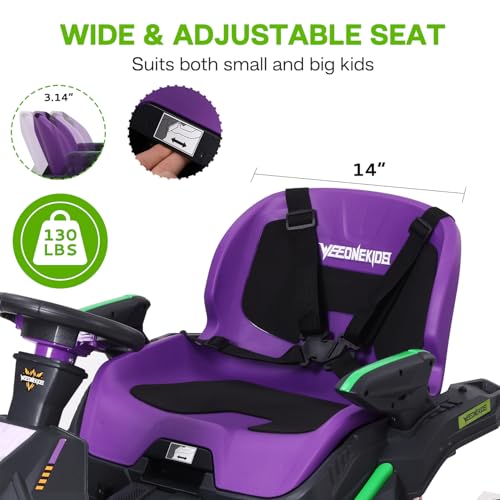 24V Ride on Toy for Big Kids, Kids' Electric Vehicles Outdoor Race Toy with 4 Strong Motors Total 300W Bluetooth Speaker and 24V 7AH Big Battery, Adjustable Seat, Electric Cars for Children 3-12