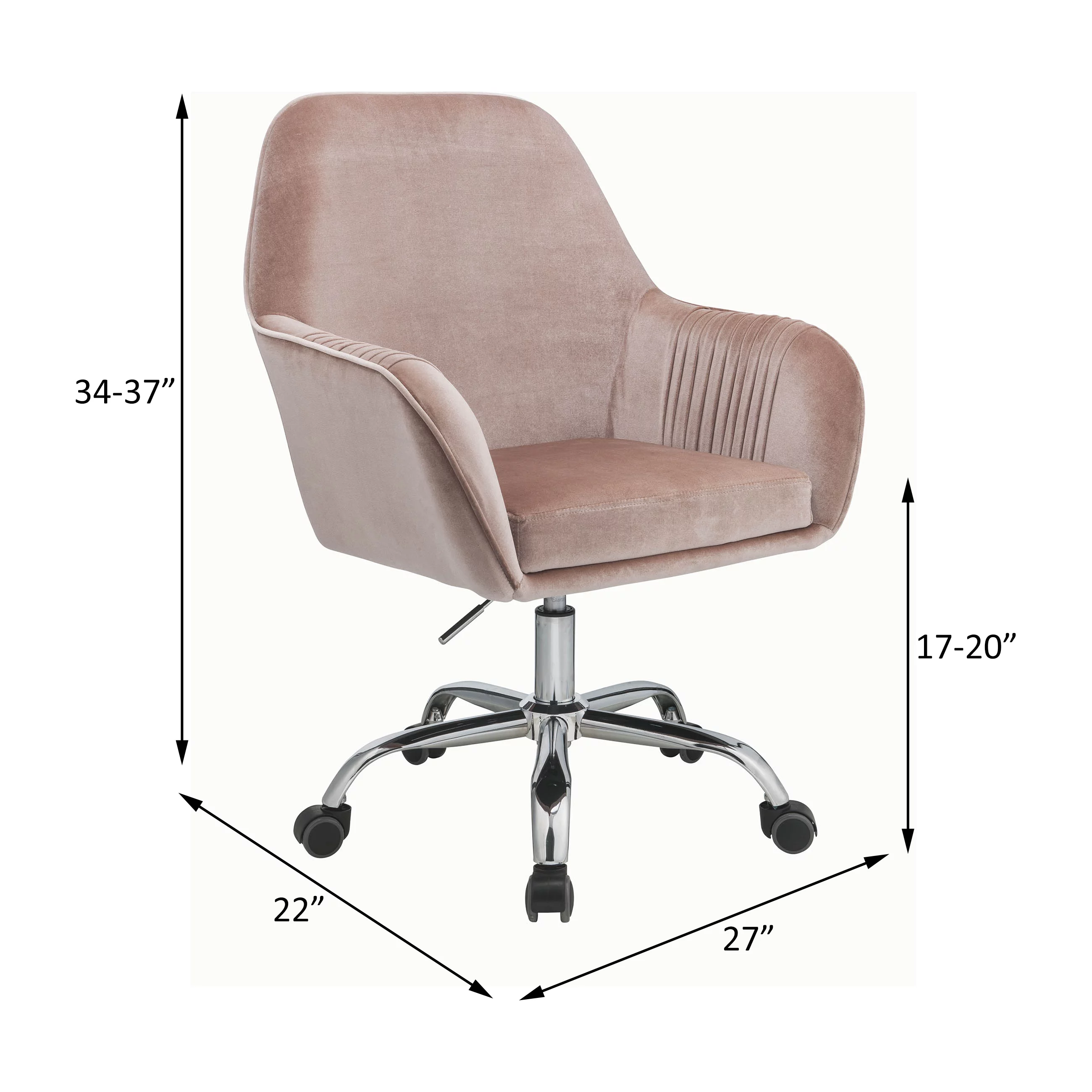 MAICOSY Romantic Office Chair - Pink Peach Velvet and Chrome