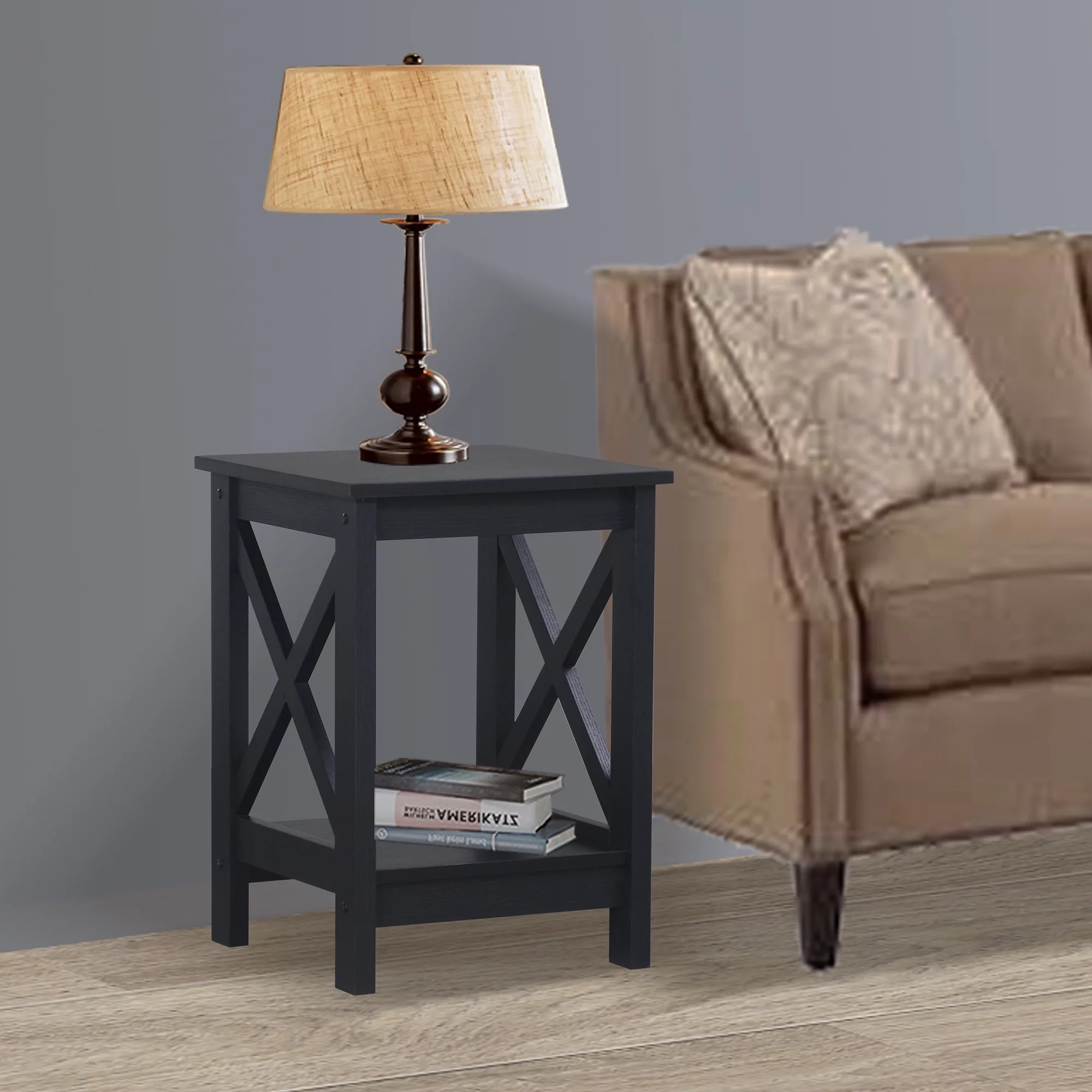 Saint Birch Lambert Modern Farmhouse Particle Board Black Oak End Table