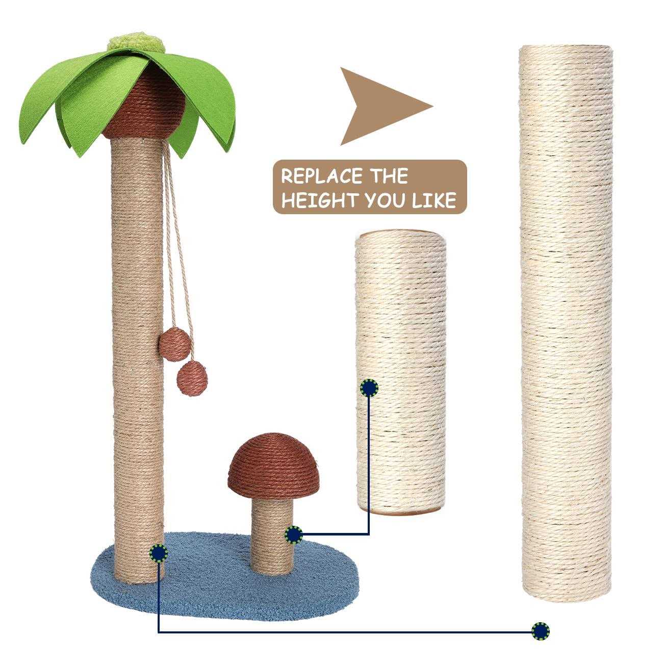 Barelove 4 Pack Cat Scratching Post Replacement 15.7“ 7.9 Natural Sisal Rope Scratcher Posts Refill for Indoor Kittens Tower - Pet Supplies online store