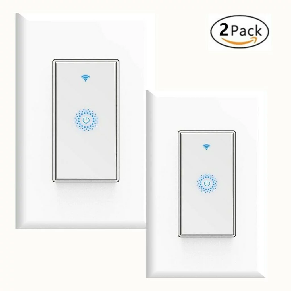 Smart Wi-Fi Light Switch, Single Pole Switch,Wireless Smartphone Remote Control Wall Light Switch, Compatible with Smart Life App Android IOS from Anywhere, Timing Function No Hub Required