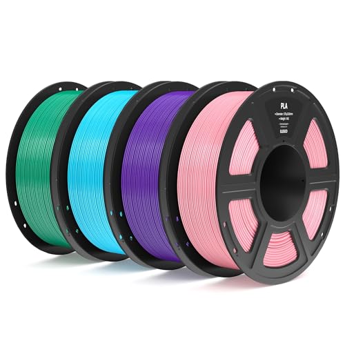 ELEGOO PLA Filament 1.75mm Bundle 4KG, 3D Printer Filament Dimensional Accuracy +/- 0.02mm, 4pcs 1kg Spool(2.2lbs) Fit Most FDM 3D Printers (Black, White, Dark Blue, True Red)