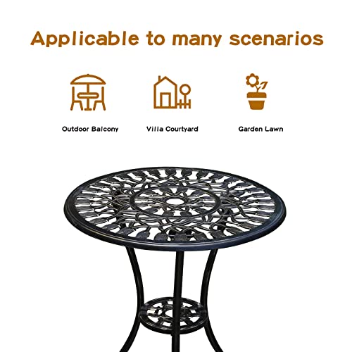 JARDIN DE CENTENNIAL Patio Bistro Set.Rust-Resistant Cast Aluminum Bistro Table Set with Umbrella Hole for Backyard (Rose Copper)