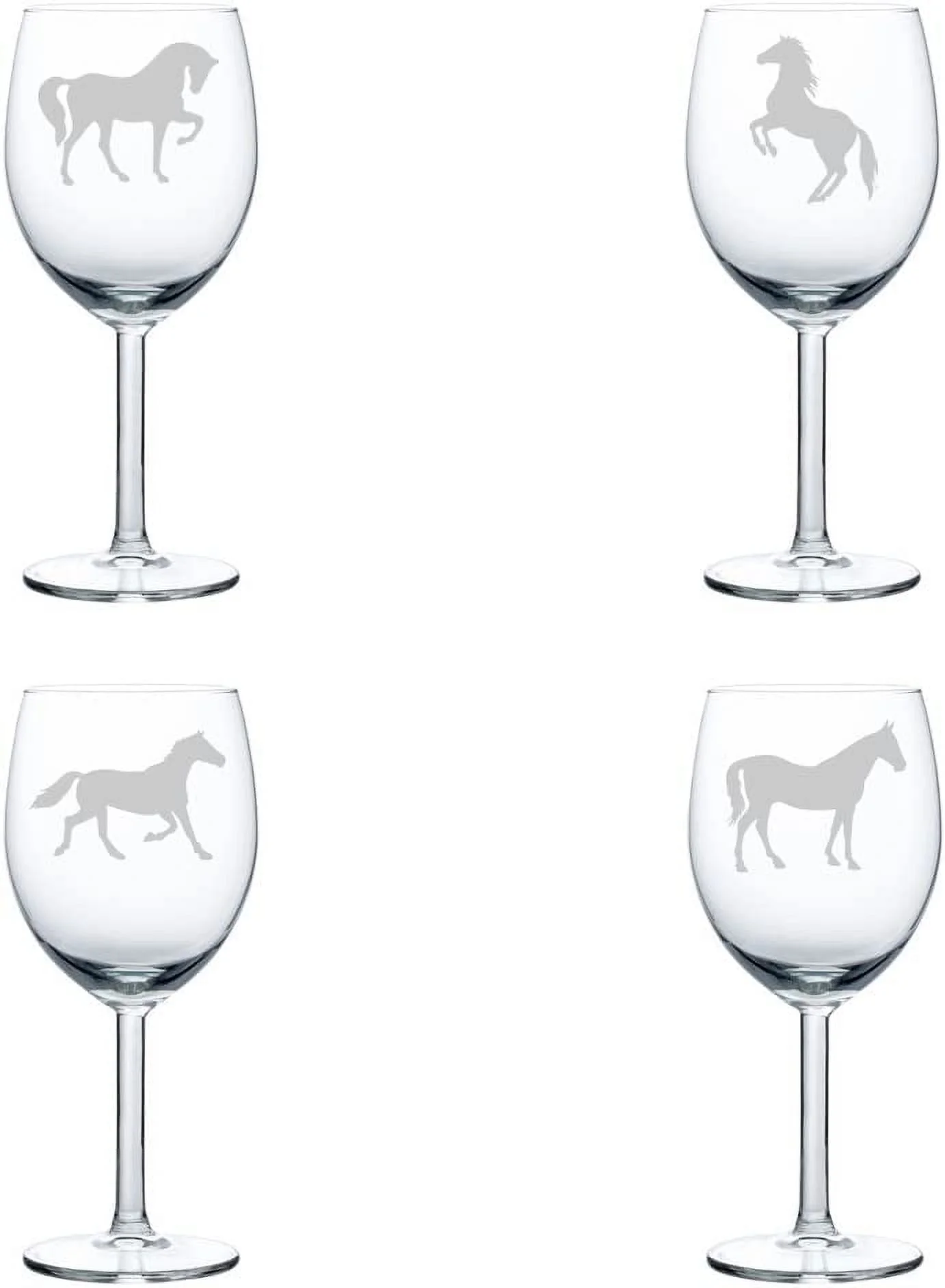 Set of 4 Wine Glass Gift Goblet Horse Collection (10 oz)