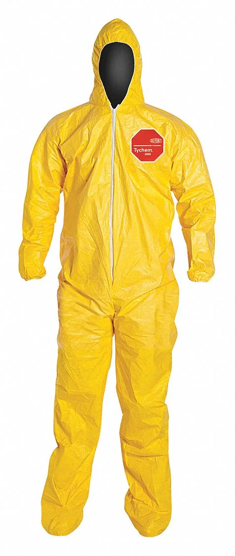 Dupont Hooded Coveralls,Yellow,XL,Elastic,PK12  QC122SYLXL001200