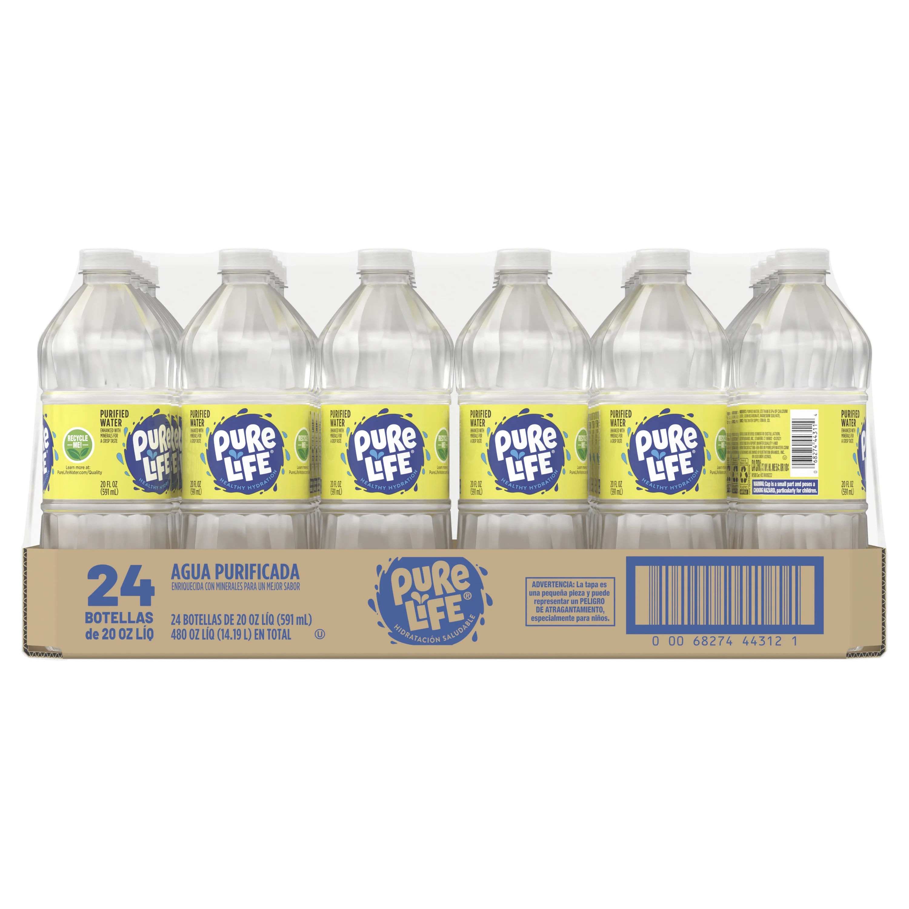 Pure Life Purified Water, 20 Fl Oz, Plastic Bottled Water (24 Pack)