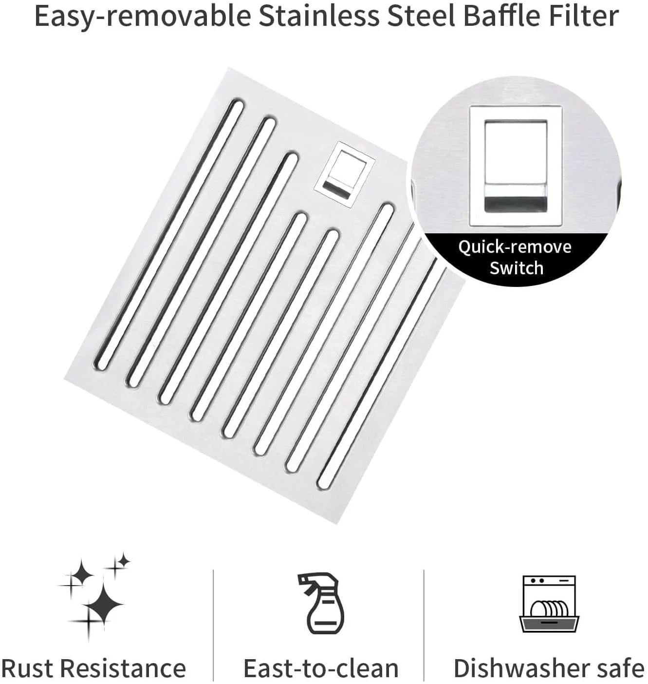 Range Hood 30 inch Insert Vent Hood 600 CFM Built-in Stainless Steel Range Hood