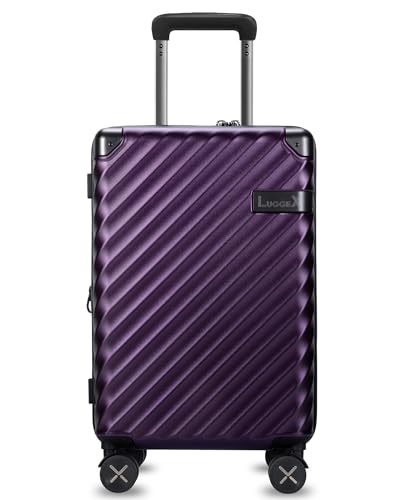 LUGGEX Luggage with Spinner Wheels, Polycarbonate Expandable Hard Shell Suitcase, Carry On 20 Inch, Charcoal Metallic