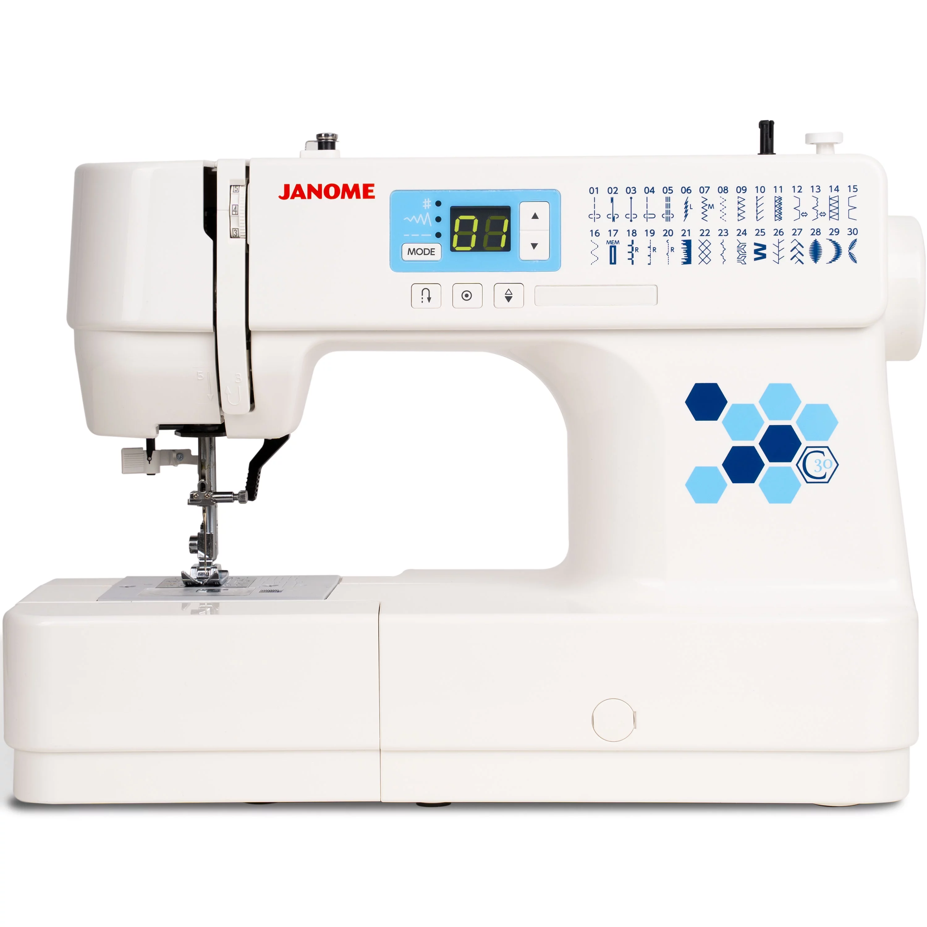 Janome C30 Computerized Sewing Machine with 30 Stitches, Including Buttonhole, and Easy to Read Screen