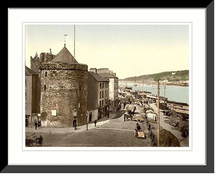 Historic Framed Print, Reginald Tower and Quay. Waterford. Co. Waterford Ireland, 17-7/8
