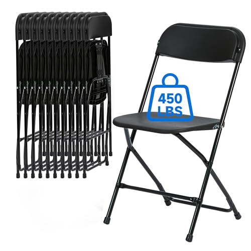 10 PCS Plastic Folding Chair, Portable Commercial Chair, 450 LB Capacity Premium Plastic Folding Chairs, Folding Chair for Wedding Party Outdoor Indoor, Stackable Folding Chairs White