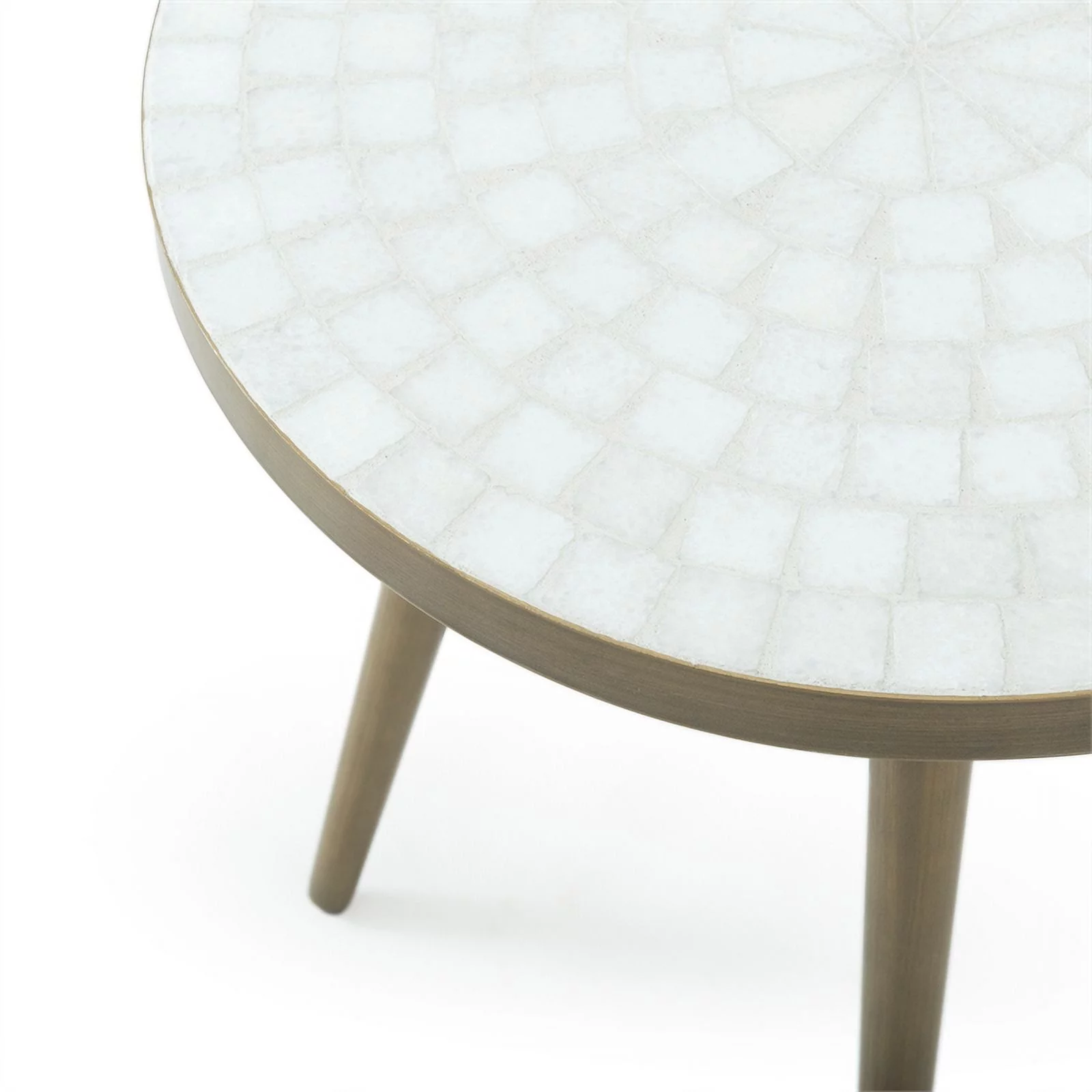 Maklaine Modern / Contemporary Marble Round End Table in White