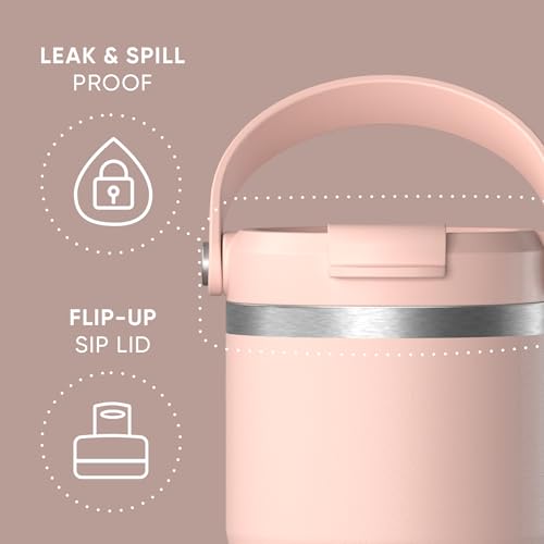 Hydrapeak Nomad 24 oz Tumbler with Handle and Straw Lid, Leakproof, Double Insulated, 24oz Cup Stainless Steel (Blush)