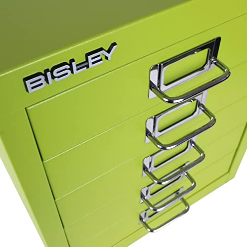 Bisley 10-Drawer Steel MultiDrawer Cabinet - Black, Chrome Pull Handles with Label Holders, Powder-Coated Steel, Removable Drawers, Fits Under Most Desks, Labels Included