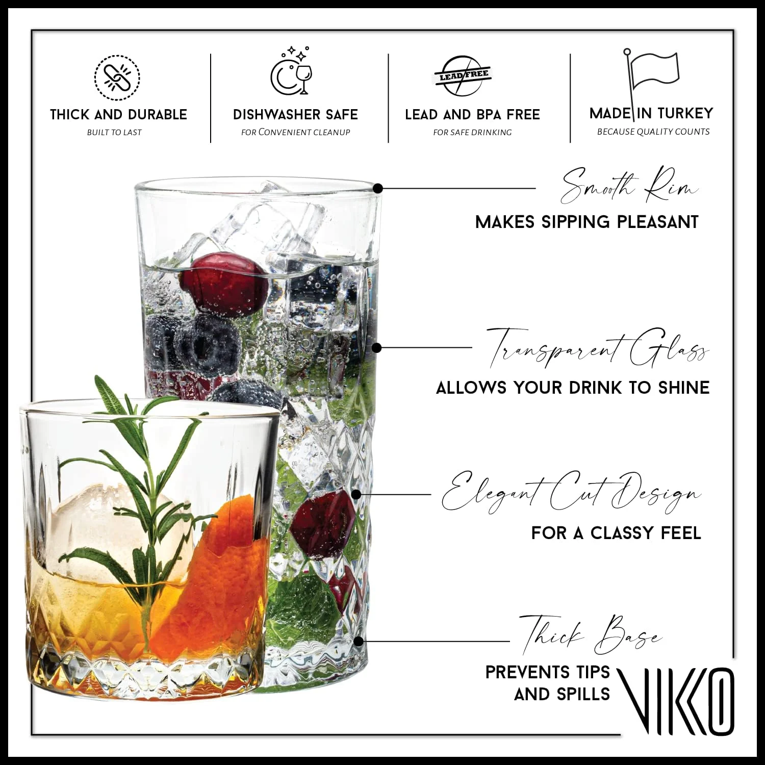 Rock And Set, 8 Piece Set Of Glasses, 4 Tall 12.25 Ounce Glasses And 4 Short 11.25 Ounce Whiskey Glasses