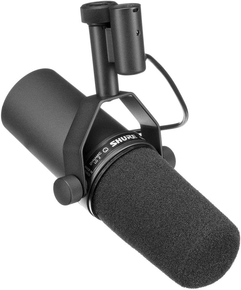 Shure SM7B Cardioid Dynamic Vocal Microphone with Two-Section Broadcast Arm, XLR Cable & 10-Pack Straps Bundle