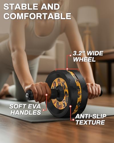 VINSGUIR Ab Roller Wheel, Abs & Core Workout Equipment for Home Gym with Knee Pad Accessories, Abdominal Wheel for Full-body Strength Training