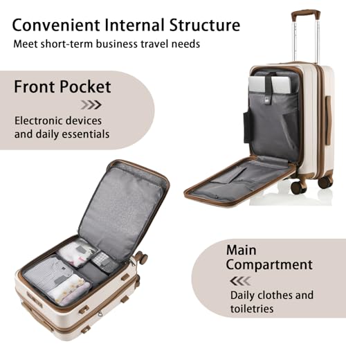Expandable Carry On Luggage Durable Hardside Lightweight Rolling Suitcases with Spinner Wheels TSA Lock, (Black, 20-Inch)