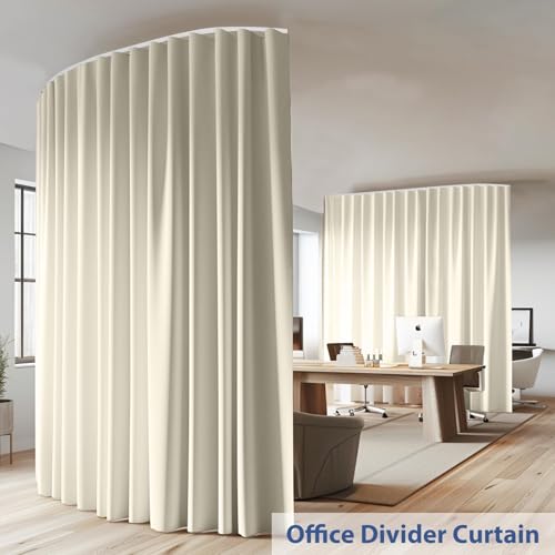 Room Divider Curtains Ceiling Mounted Track Sets Extra Wide Blackout Curtain Flexible Tracks for Bedroom Privacy Partition Separator, 1 Panel Black Drape and White Rail, W8.3 x H7ft