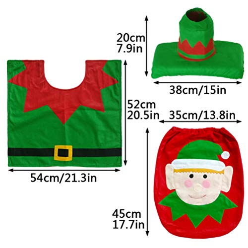 BESPORTBLE 3 Pcs Christmas Toilet Seat Cover and Rug Set Bathroom Decoration Set Toilet Mat Toilet Seat Lid Cover for Christmas Home Bathroom Decor