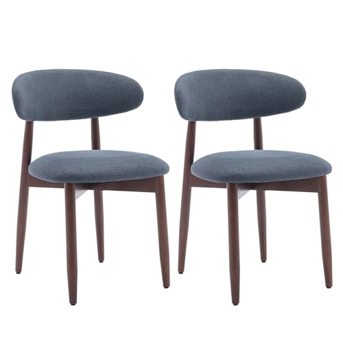 COLAMY Wooden Dining Chairs Set of 4, Modern Fabric Upholstered Dining Room Chair, Farmhouse Kitchen Chairs with Foot Pegs, Green