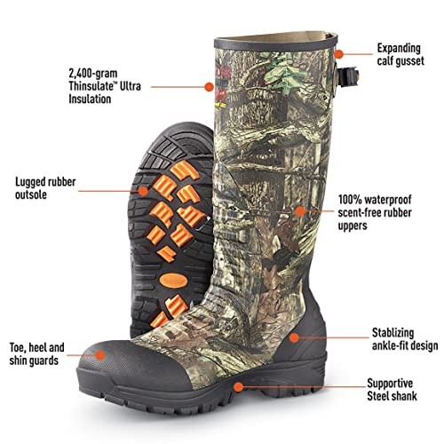 Guide Gear Men’s Waterproof Hunting Boots Insulated Rubber Rain Ankle Fit Boots, 800-gram