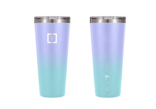 IRON °FLASK Classic Tumbler - Vacuum Insulated Stainless Steel Water Bottle, Double Walled, Drinking Cup, Insulated Travel Mug (Cotton Candy, 24 oz Solid Lid)