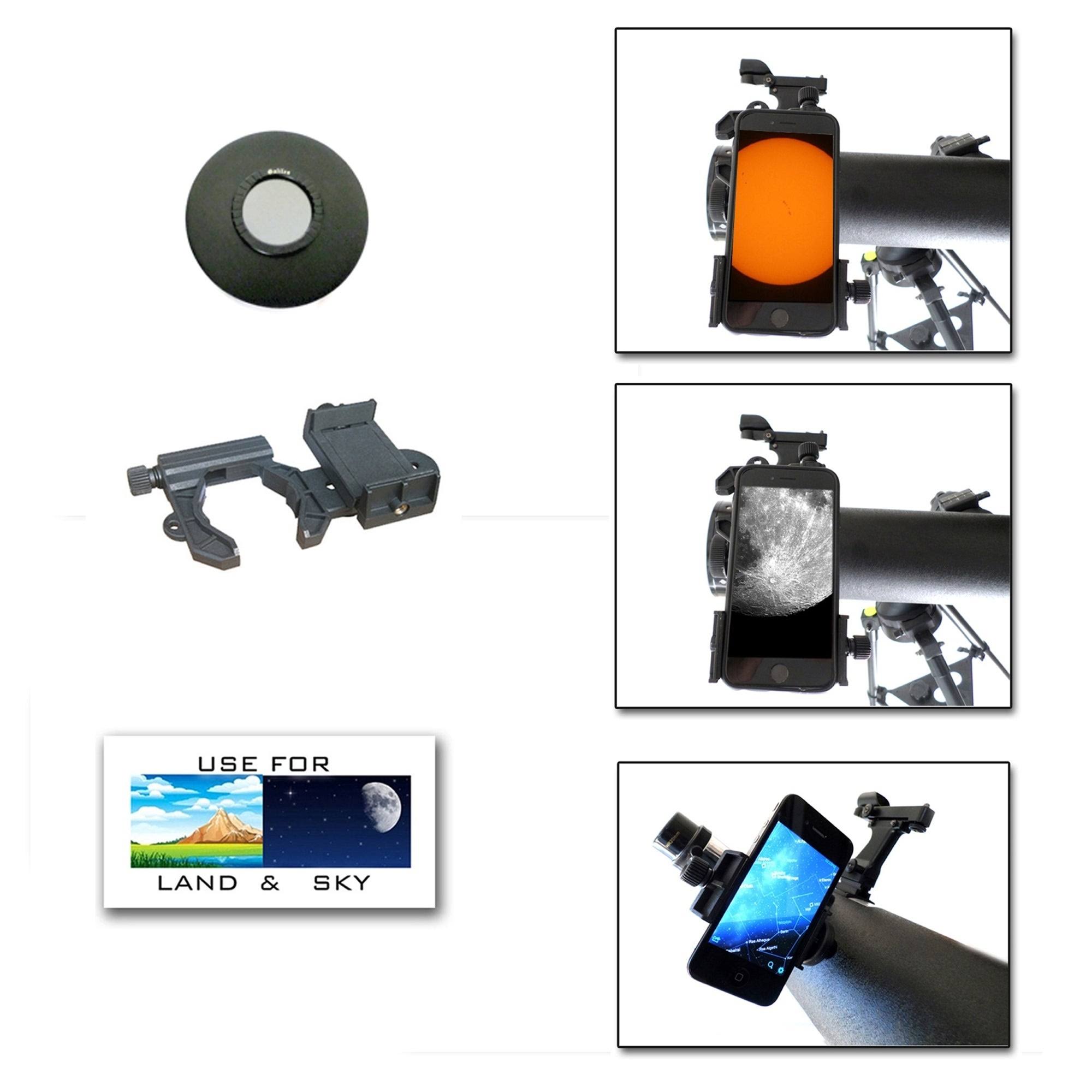 Galileo 800mm x 80mm Astronomical Reflector Telescope w/ Smartphone Adapter and Solar Filter