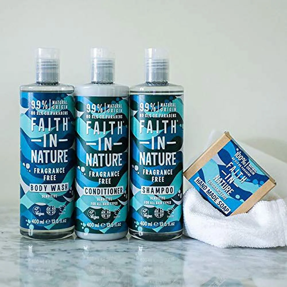 faith in nature fragrance free shower gel & foam bath 400ml