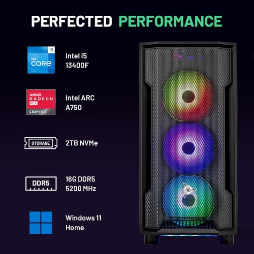 Skytech Nebula Gaming PC Desktop, Ryzen 5 5600 3.5 Ghz (4.4GHz Turbo Boost), NVIDIA RTX 3050 6GB GDDR6, 1TB SSD, 16GB DDR4 RAM 3200, 650W Gold PSU, Wi-Fi, Win 11 Home