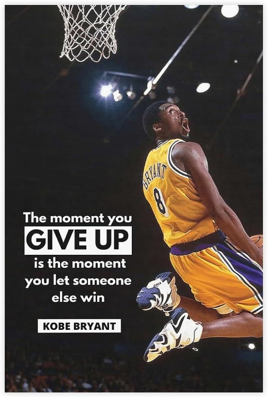 Kobe Poster Bryant Poster Motivational Quote Basketball 1 Canvas Poster Wall Art Decor Print Picture Paintings for Living Room Bedroom Decoration Unframe:12x18inch(30x45cm)