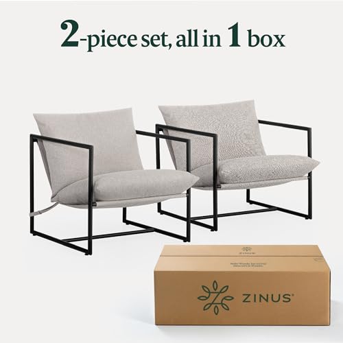 ZINUS Aidan Sling Accent Chair, Metal Framed Armchair with Shredded Foam Cushioning, Black