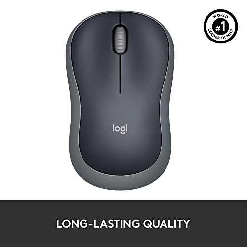 Logitech M185 Wireless Mouse, 2.4GHz with USB Mini Receiver, 12-Month Battery Life, 1000 DPI Optical Tracking, Ambidextrous PC/Mac/Laptop - Swift Grey
