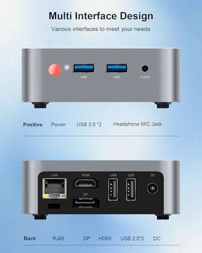 Mini PC W-11, Mini-PC with Intel CPU N150(up to 3.6GHz), 16 GB DDR4 RAM 512 GB M.2 SSD Micro Gaming PC, 4K Dual Display, HDMI 2.0/DP, USB 3.0/WiFi 5/BT 5, Fit Office Home School
