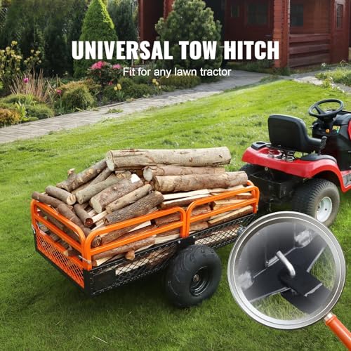 HMKJHL Heavy Duty Steel ATV Dump Trailer, 1500-Pound Load Capacity 15 Cubic Feet, Tow Behind Dump Cart Garden Trailer, with Removable Sides and 2 Tires, for Mowers, Tractors, ATV, UTV