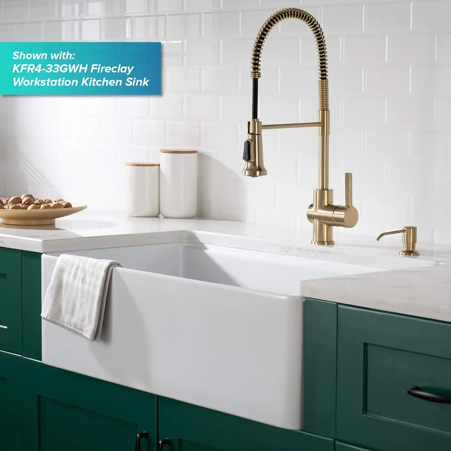 WAGEE Britt Commercial Style Kitchen Faucet in Spot Free Antique Champagne Bronze, KPF-1690SFACB