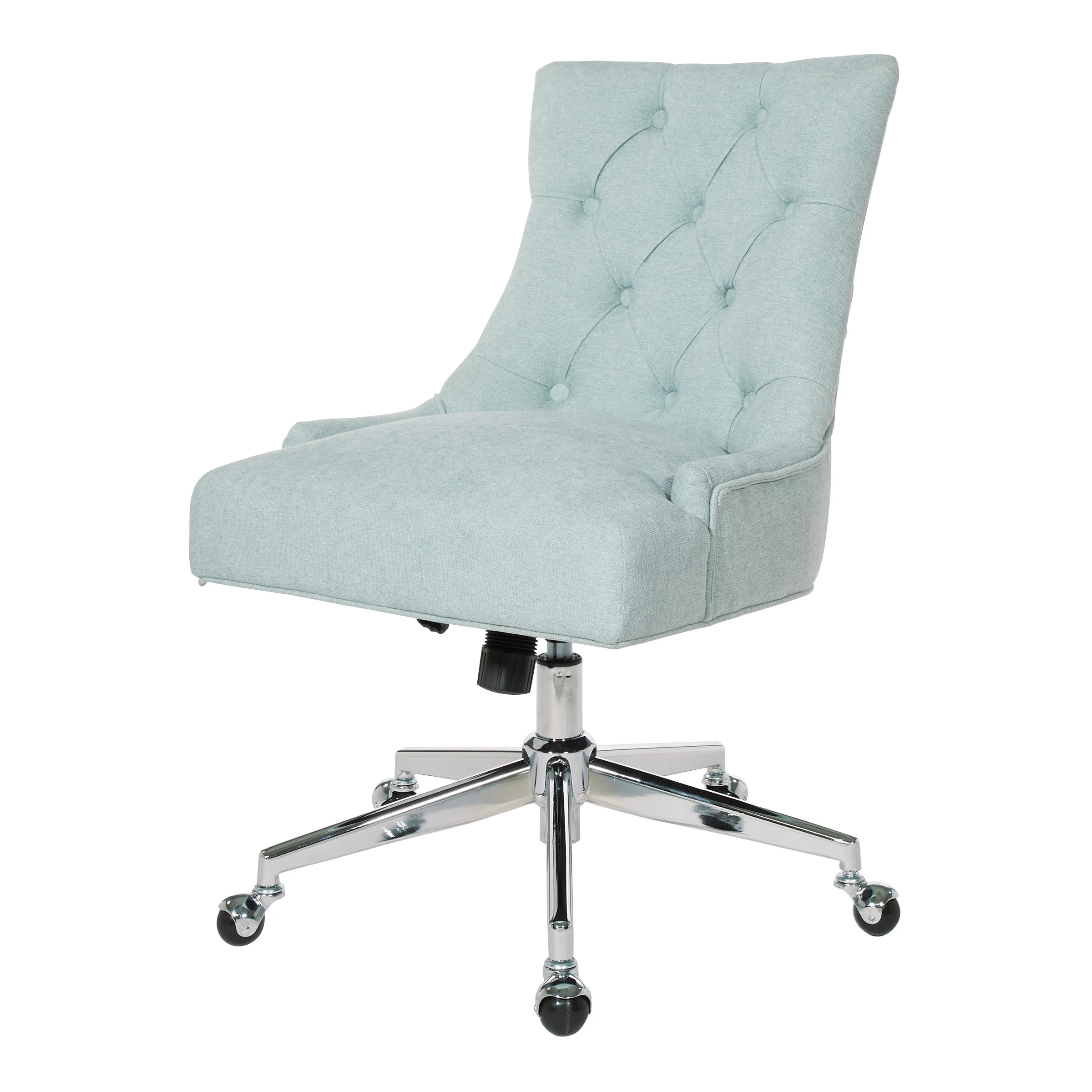 Amelia Office Chair in Mint Blue Fabric with Chrome Base