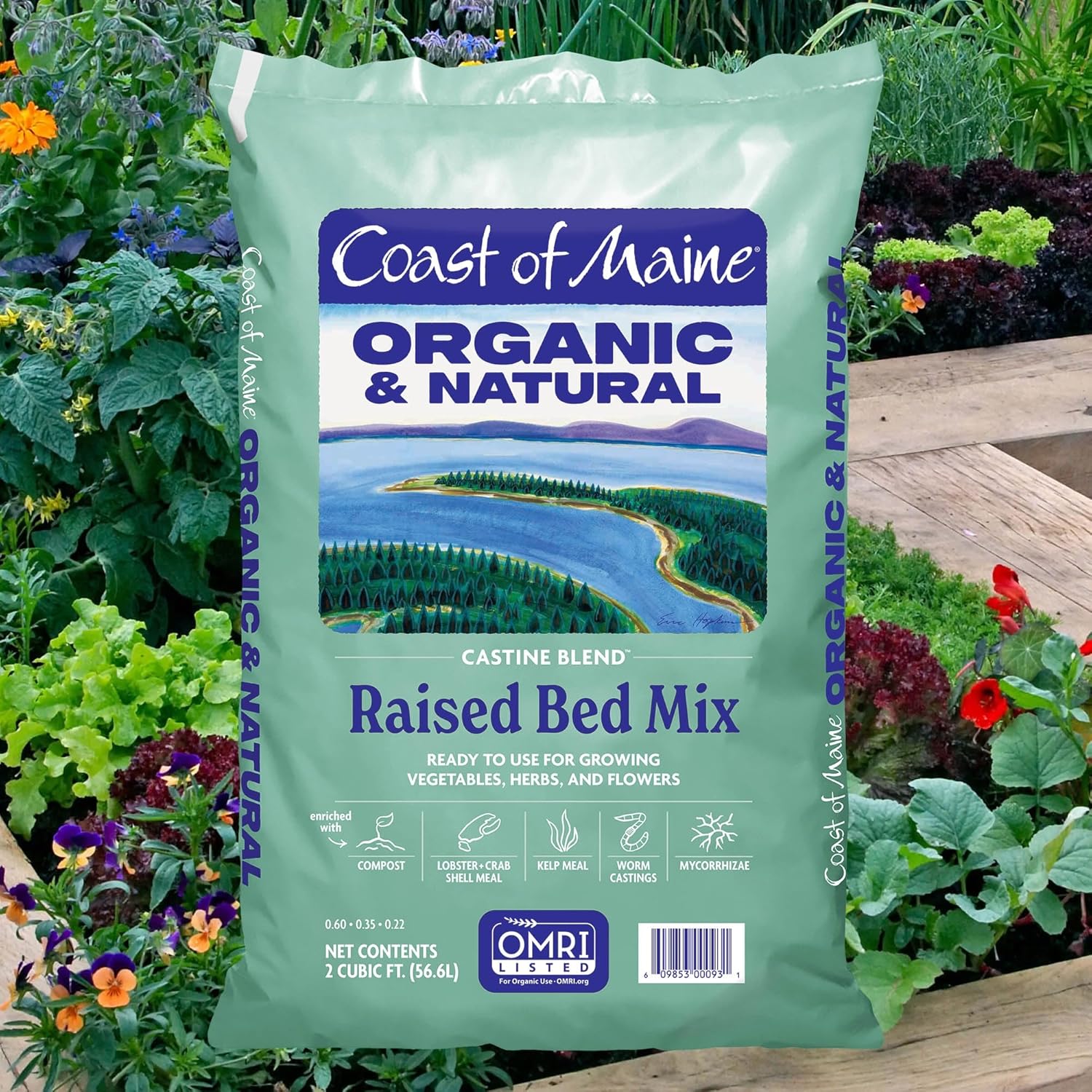 Coast of Maine Castine Blend (2 cu ft) Organic & Natural Raised Bed Mix, RTU for Growing Vegetables, Herbs & Flowers
