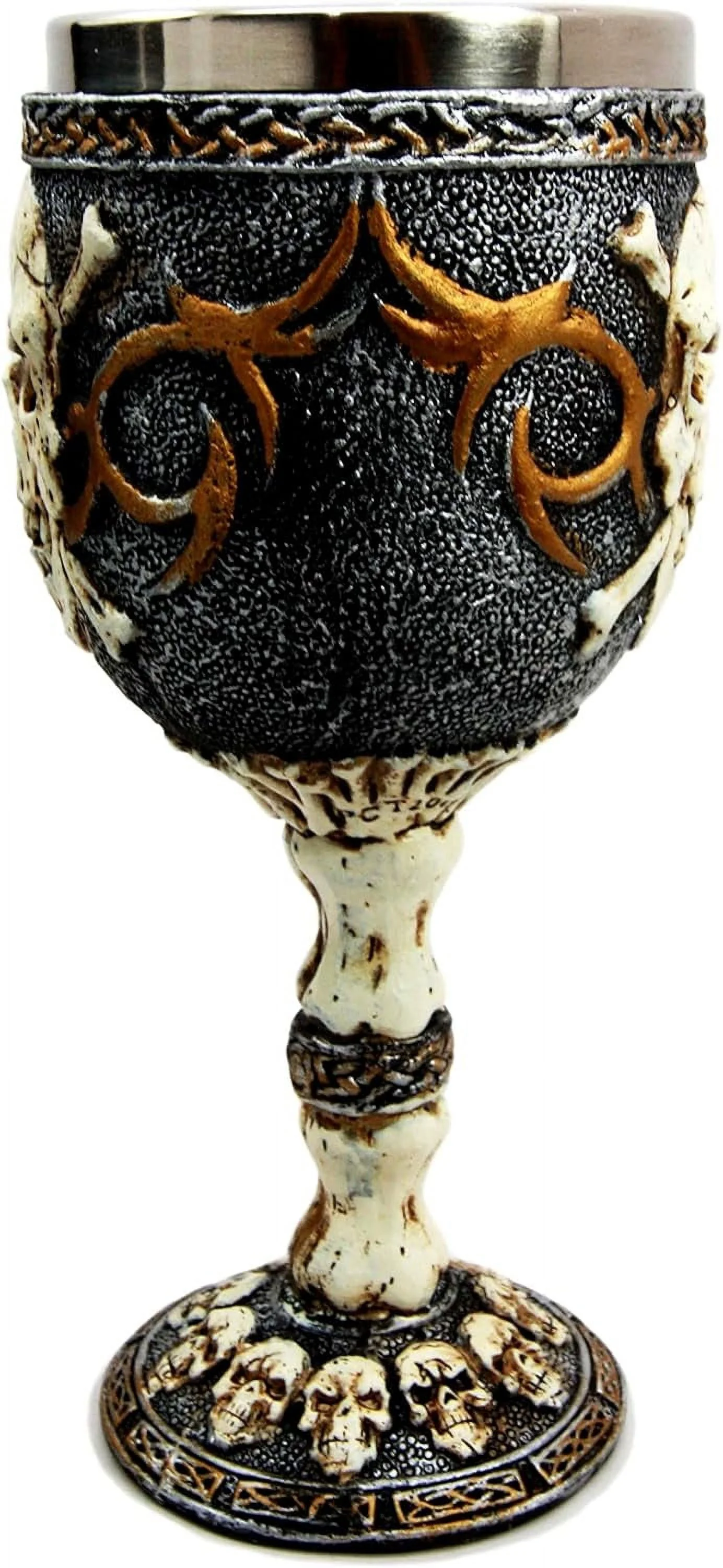 Ebros Skeleton Cross Bones Cracked Ossuary Graveyard Wine Goblet Chalice Figurine 6 Ounces